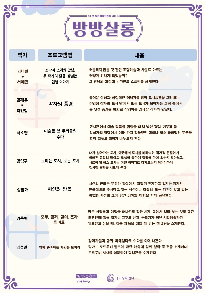 온라인 라이브 예술교육 방방살롱 프로그램 내용