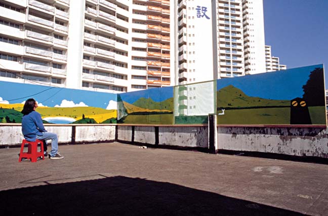 암사아파트-풍경-enamel-paint-on-panel-2000