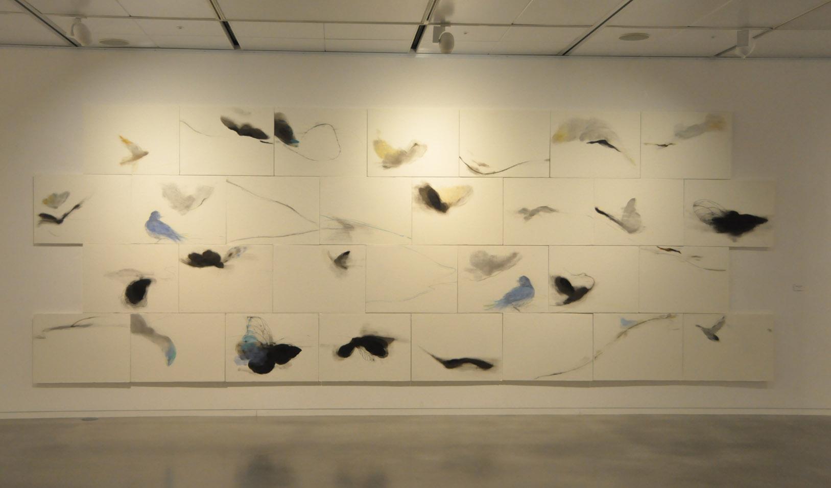 Blue-Bird-Yellow-Butterfly-oil-on-paper-608x224cm-2008