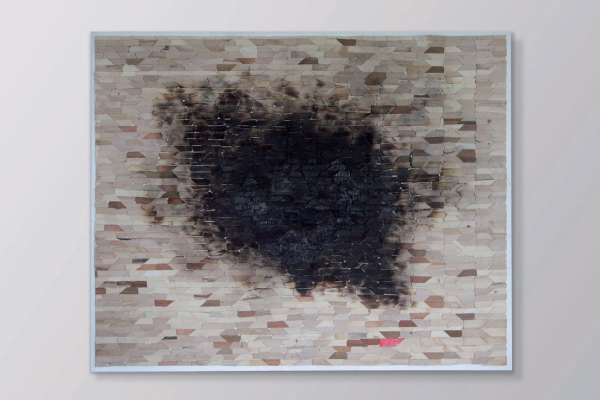 “Shape_wood”, combustion on wood, 210x240cm 2011